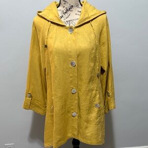 Elegant Mustard Hooded Trench Coat